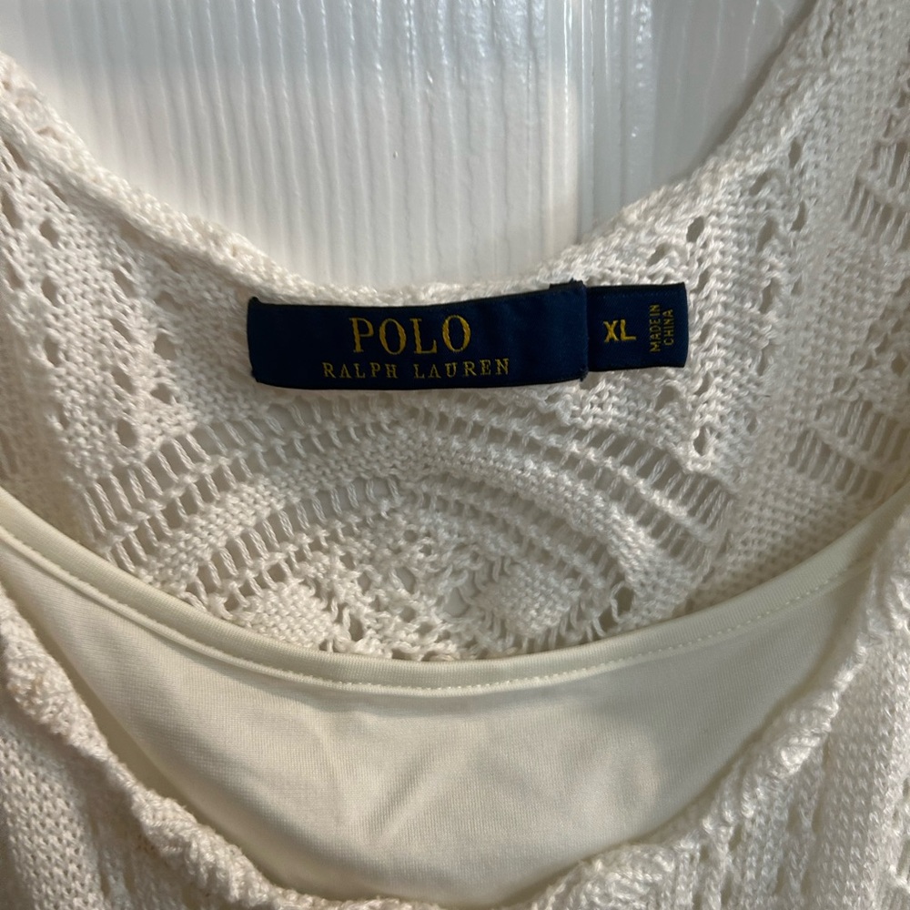Polo Ralph Lauren white Cotton crochet Knit Pointelle Dress Size XL - Picture 4 of 8